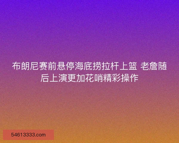 布朗尼赛前悬停海底捞拉杆上篮 老詹随后上演更加花哨精彩操作